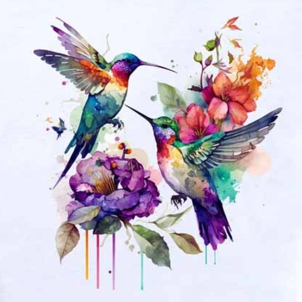 Hummingbird Shirt, Watercolor Birds T-shirt, Nature Tee - Picture 3 of 3